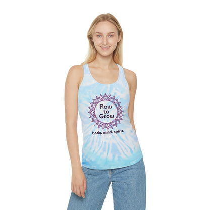 Flow to Grow_ VFA Logo-Tie Dye Racerback Tank Top