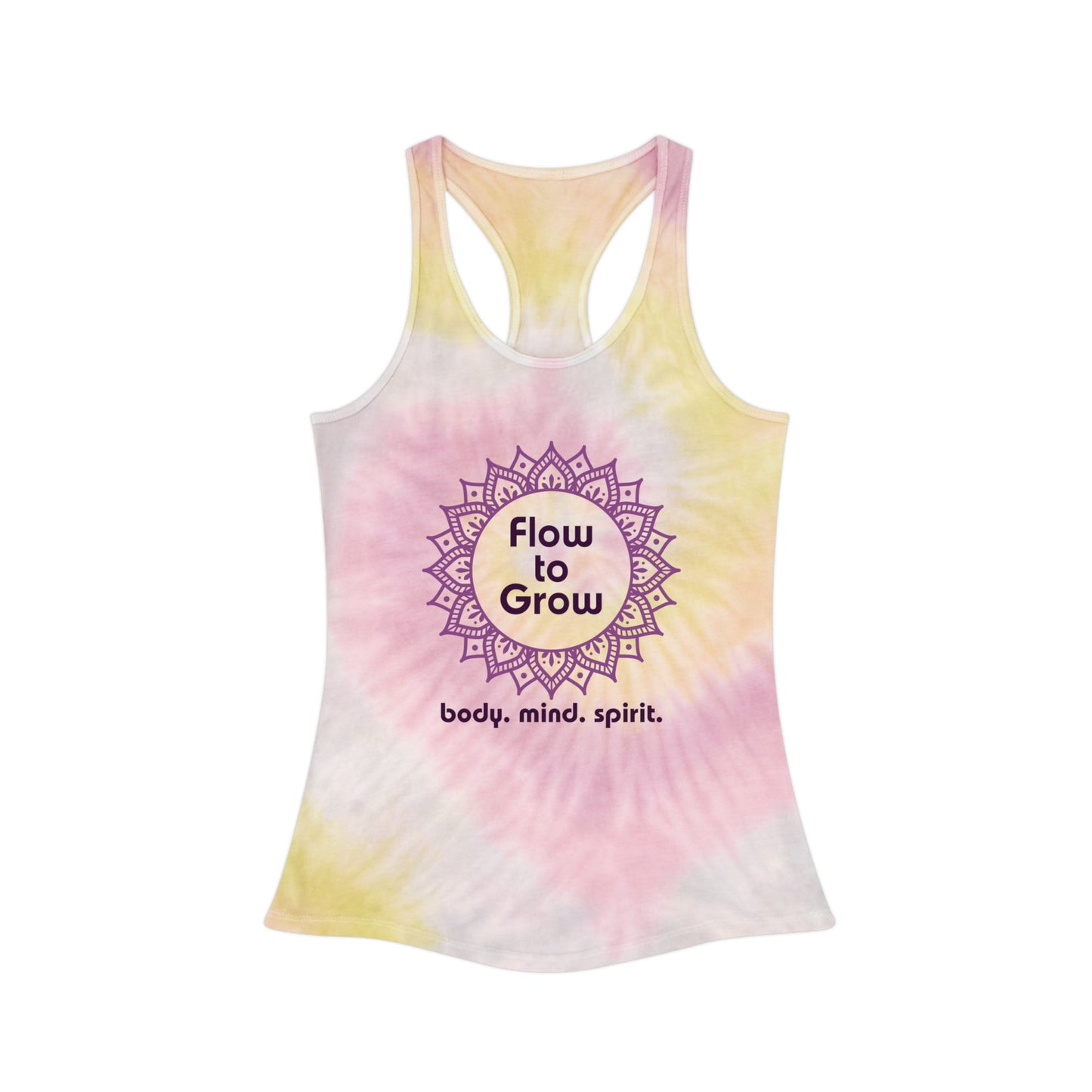 Flow to Grow_ VFA Logo-Tie Dye Racerback Tank Top